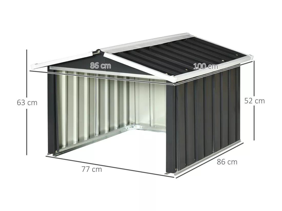 Abri de jardin pour tondeuse à gazon robot-tondeuse - garage tondeuse robot - tôle acier ondulé gris blanc