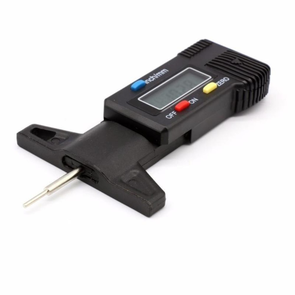 (0-25.4mm) Auto Reifenprofil Messer KFZ Tiefenmessgerät mit LCD Display (Inkl. LR44 Batterie) - Schwarz