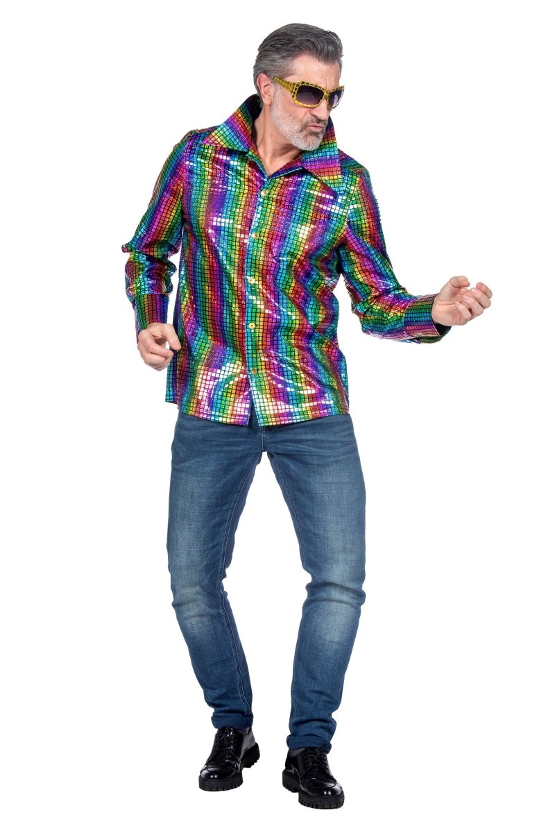 Regenboog Blouse Heren Metallic