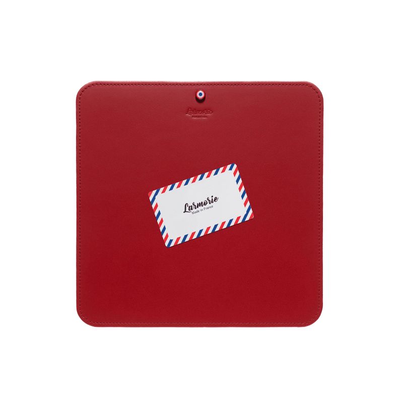 Tapis de souris Alphonse en cuir Lisse 23 cm Vigne Rouge