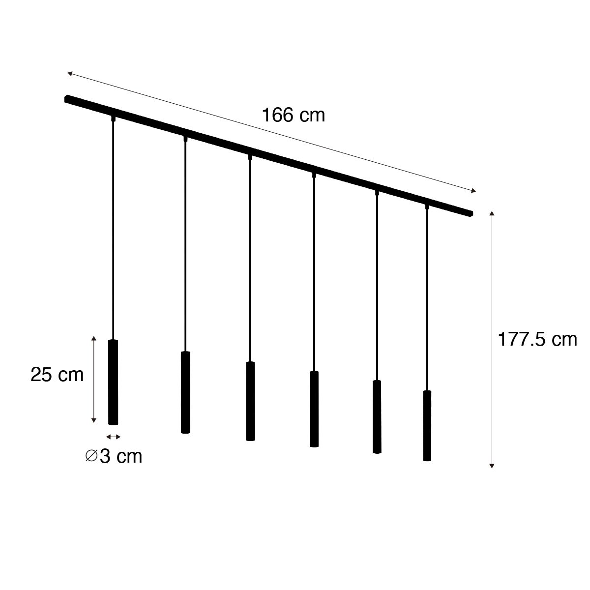Modern railsysteem met 6 hanglampen beige met wit 1-fase - Slimline Keno