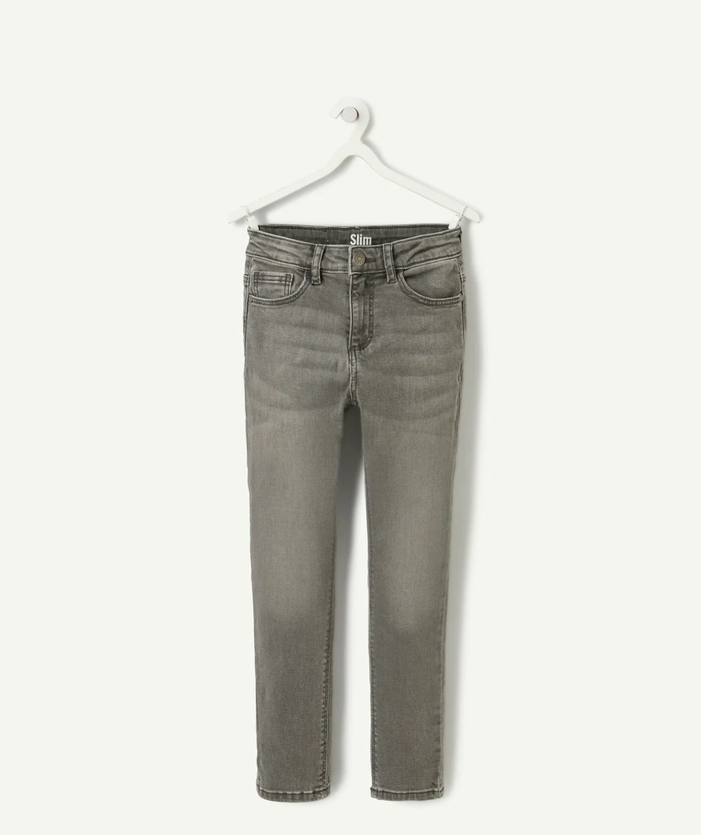 PANTALON SLIM GARÇON EN DENIM GRIS LOW IMPACT