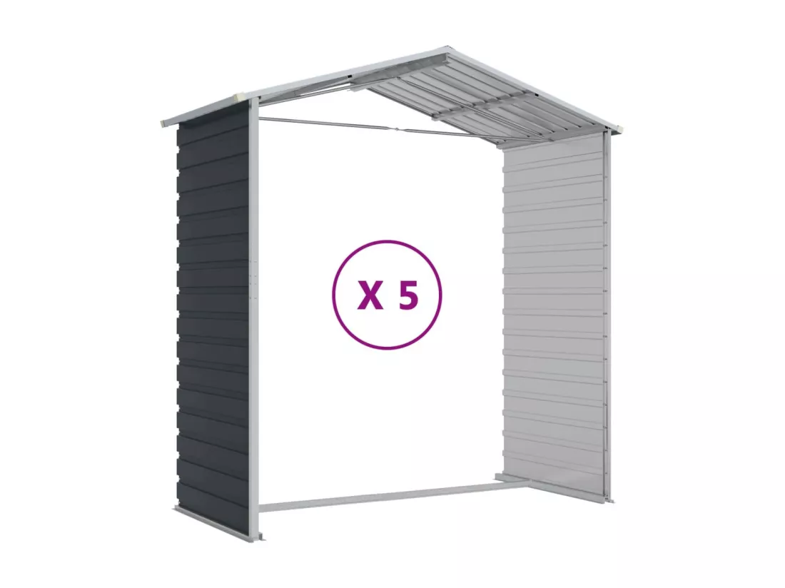 Abri de jardin anthracite 191x470x198 acier galvanisé