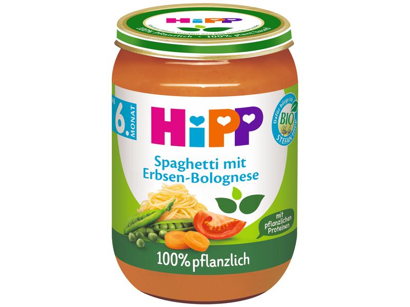 HIPP Menü Spaghetti mit Erbsen-Bolognese 190 g Spaghetti Erbsen Bolognese für Kleinkinder