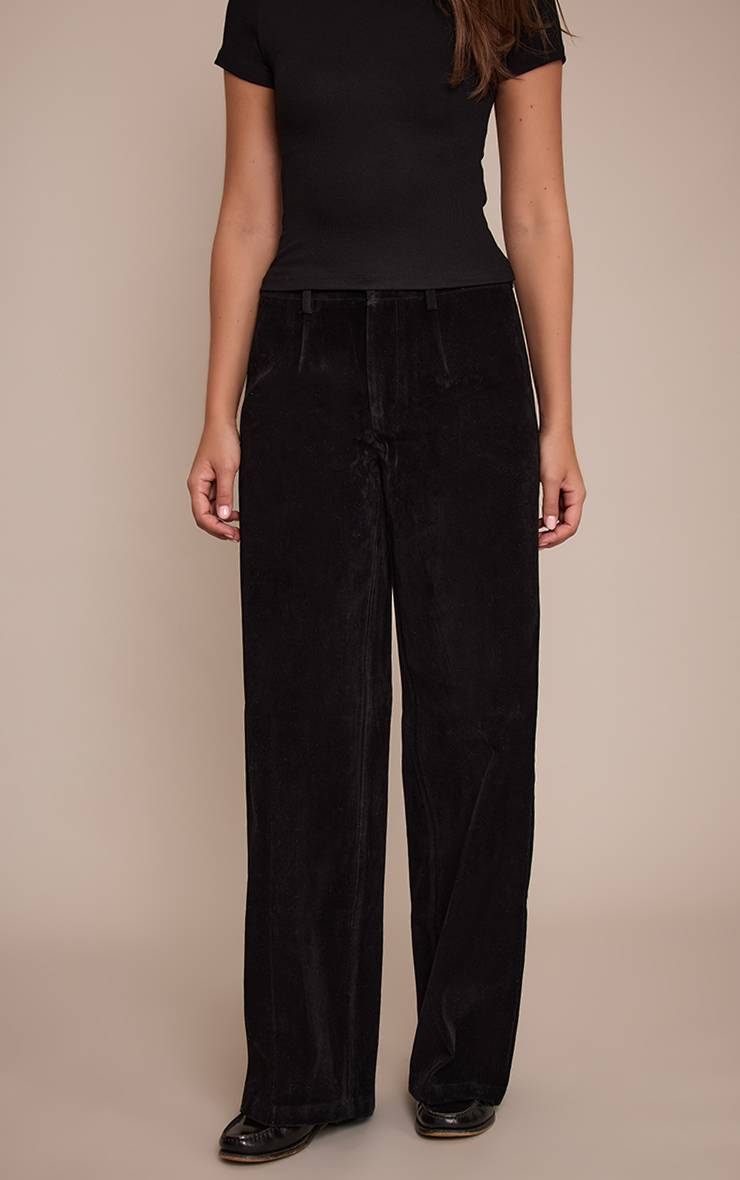Noir Pantalon Droit En Synthétique
