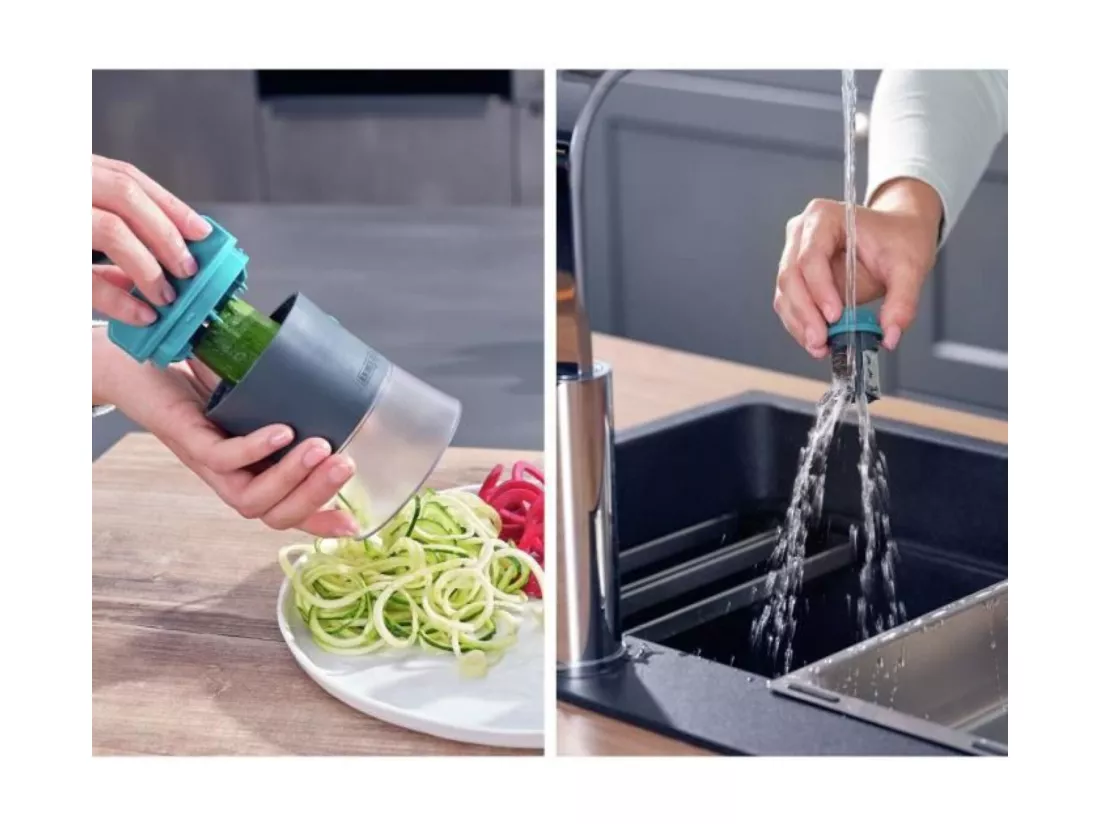 Râpe à légumes à spirales manuelle inox 3 lames en 1
