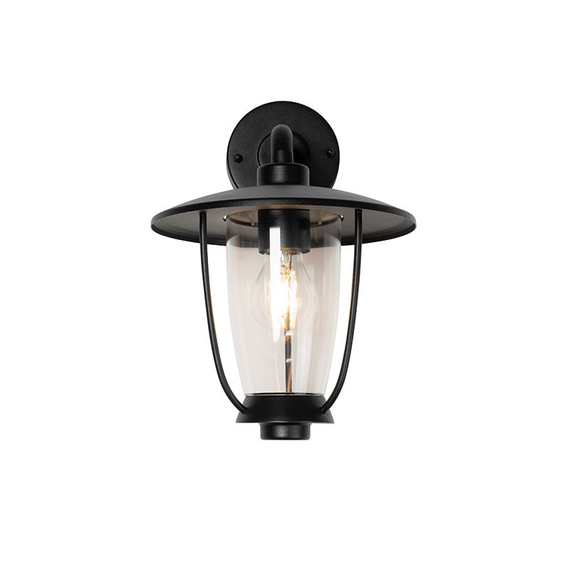 Moderne buiten wandlamp zwart met helder glas - Khana