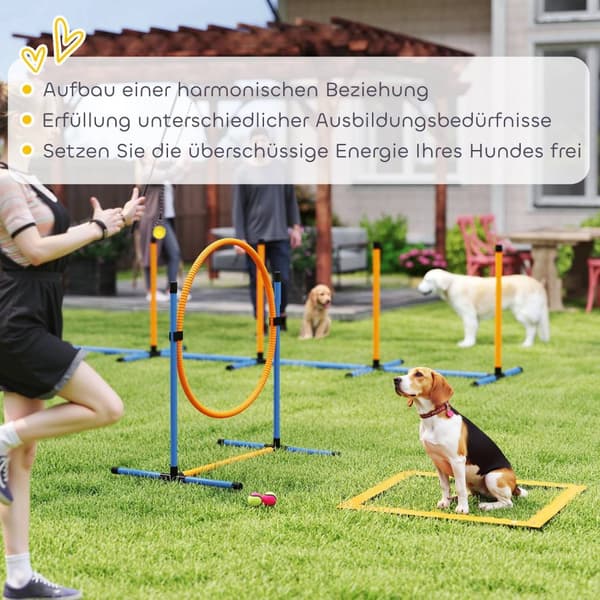 Dog Agility Sett 9 deler Agility utstyr for hundetrening Hekkesett med Slalåm Staver Hoop Hoop 2 Baller Høydejusterbar Hekk Koordinasjonstrening for s