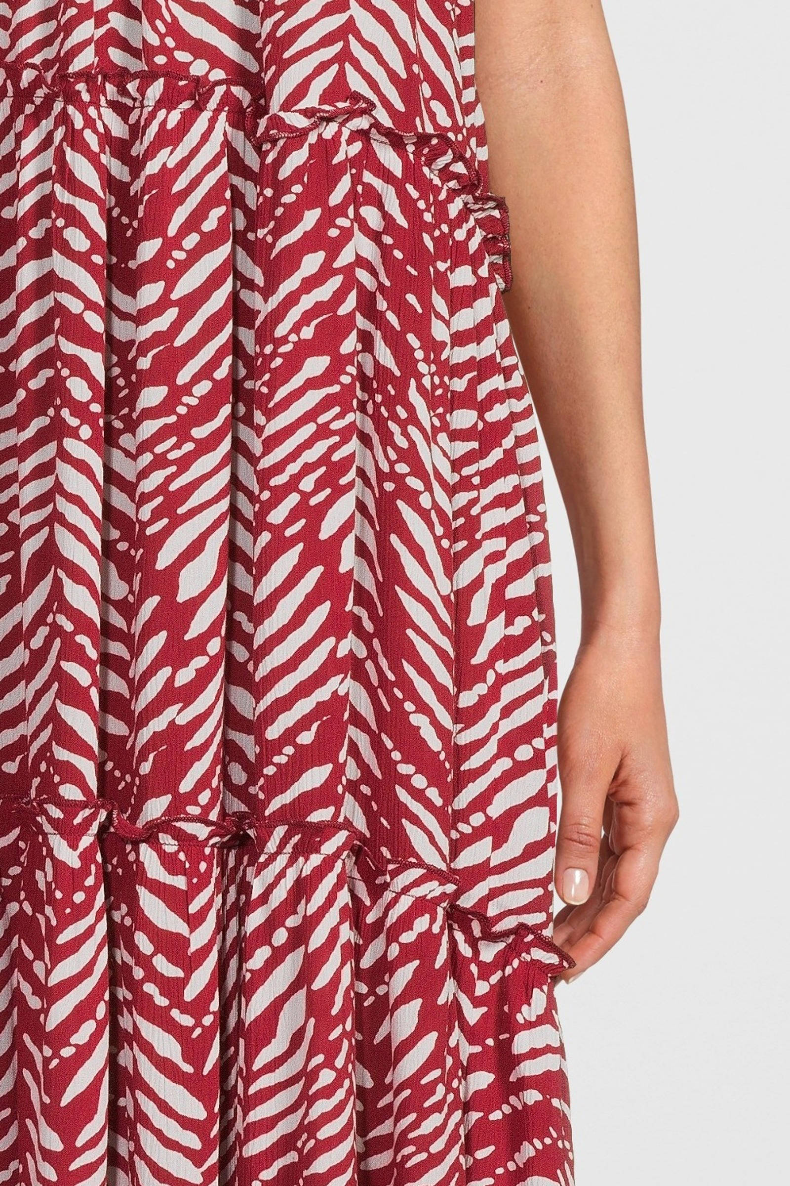 BEACHWAVE crinkle strandjurk rood/wit