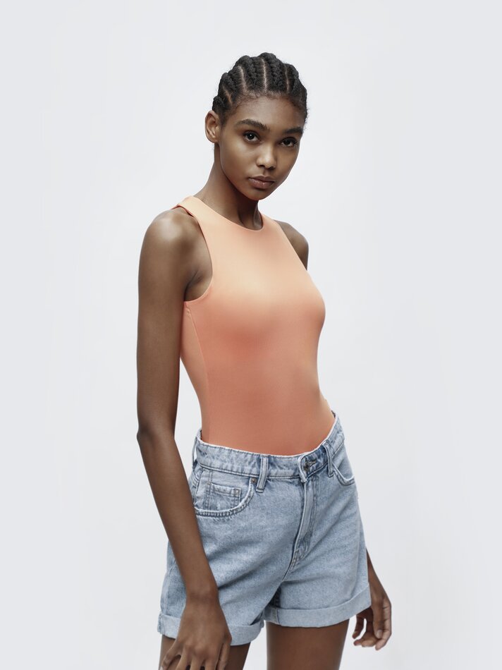 Body com alças elásticas - Laranja