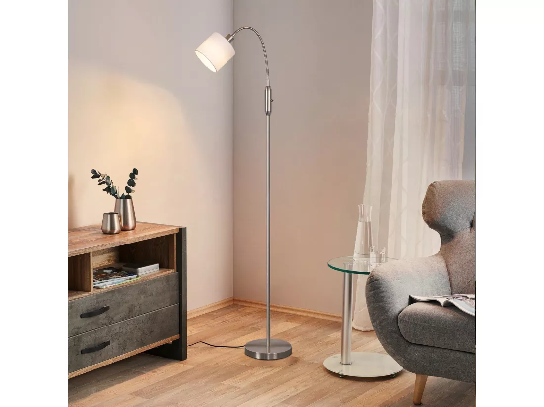 NETTLIFE Lampadaire 1 flamme Salon Liseuse - E14 Vintage Rotation 360° Abat-jour Boho Industriel Lampe sur pied Couloir Chambre Sans ampoules