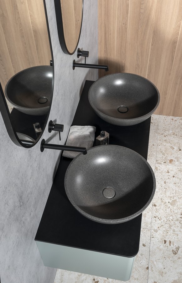 Sapho Turf betonnen waskom 44cm zwart graniet