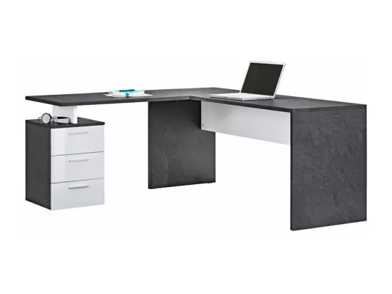 Bureau d'angle 180x160 avec commode à 3 tiroirs LISA