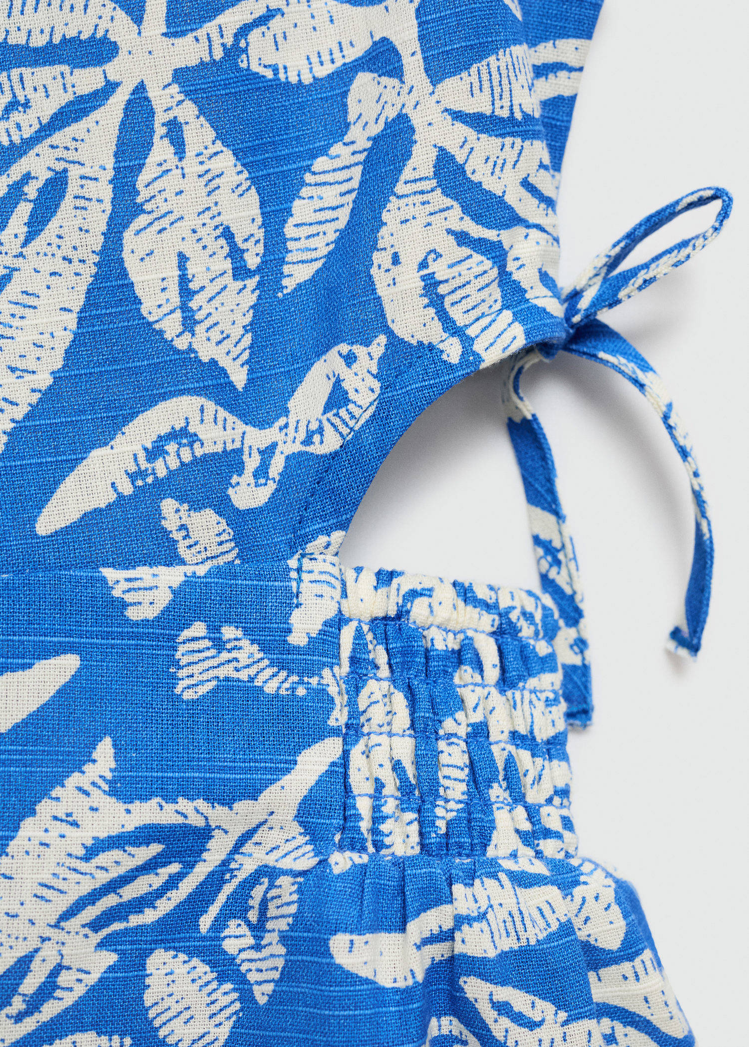 Mango Kids gebloemde playsuit helderblauw/wit