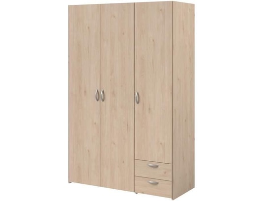 PARISOT - Armoire varia - décor chene et blanc - 3 portes - 2 tiroirs