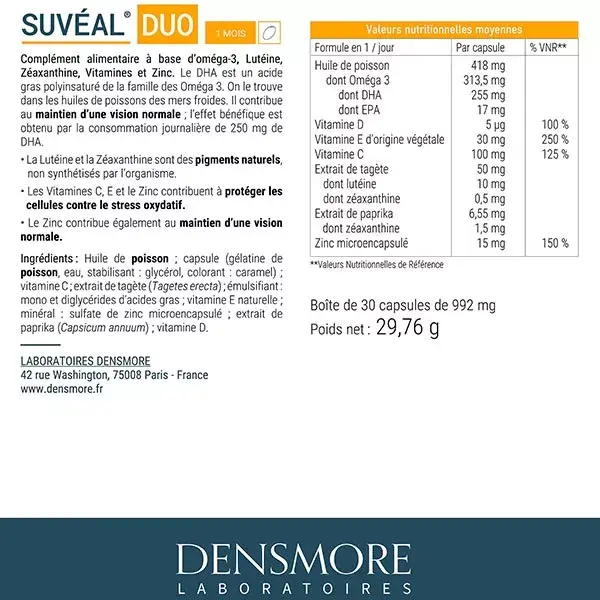 Tratamento de manutenção da visão normal Densmore Suvéal Duo Vision - 1 mês