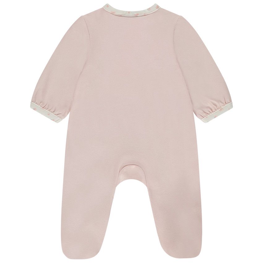 Dors-bien uni avec oiseau brodé pour bébé fille - Rose
