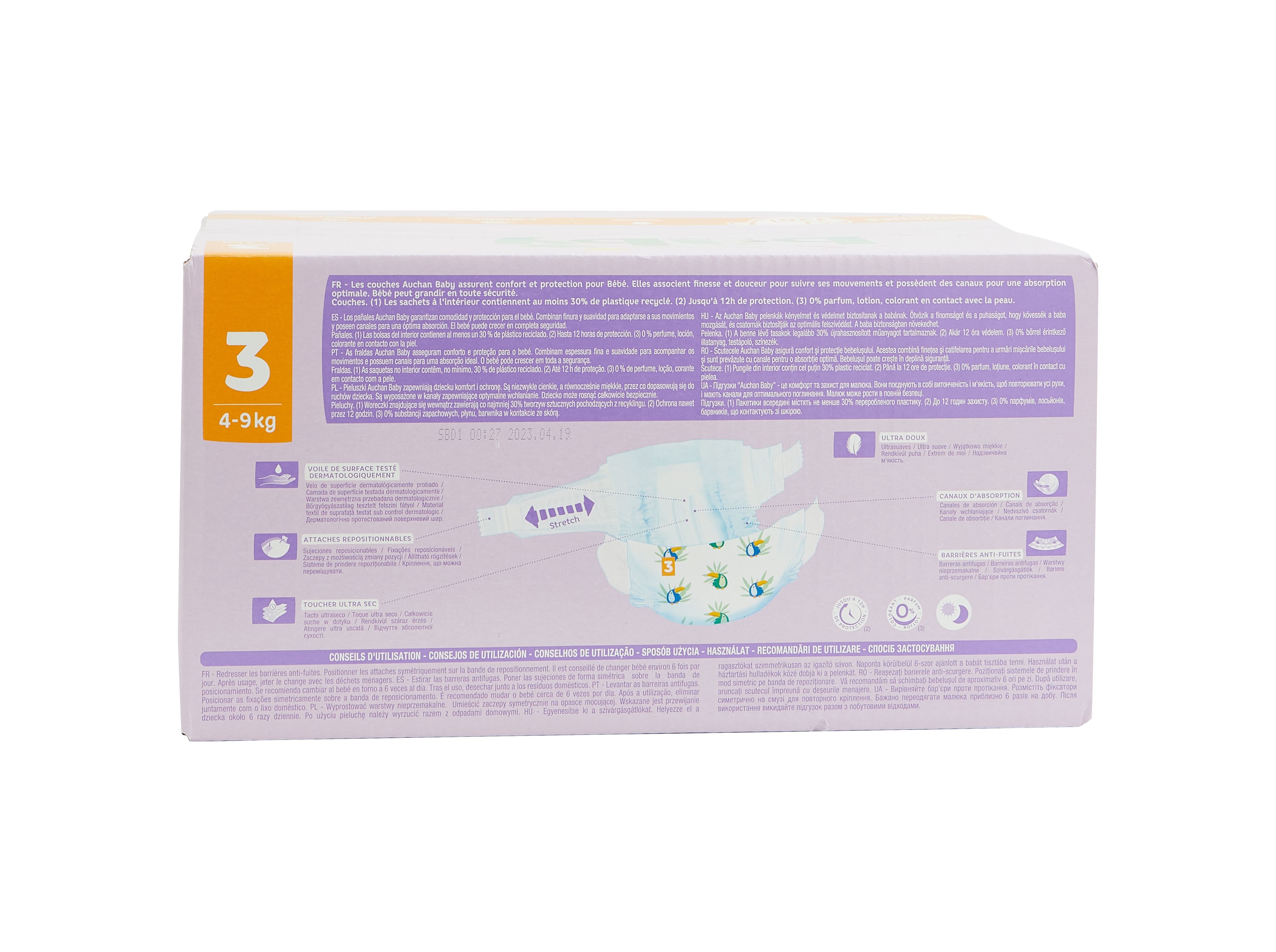 FRALDAS AUCHAN BABY T3 4-9KG 120UN