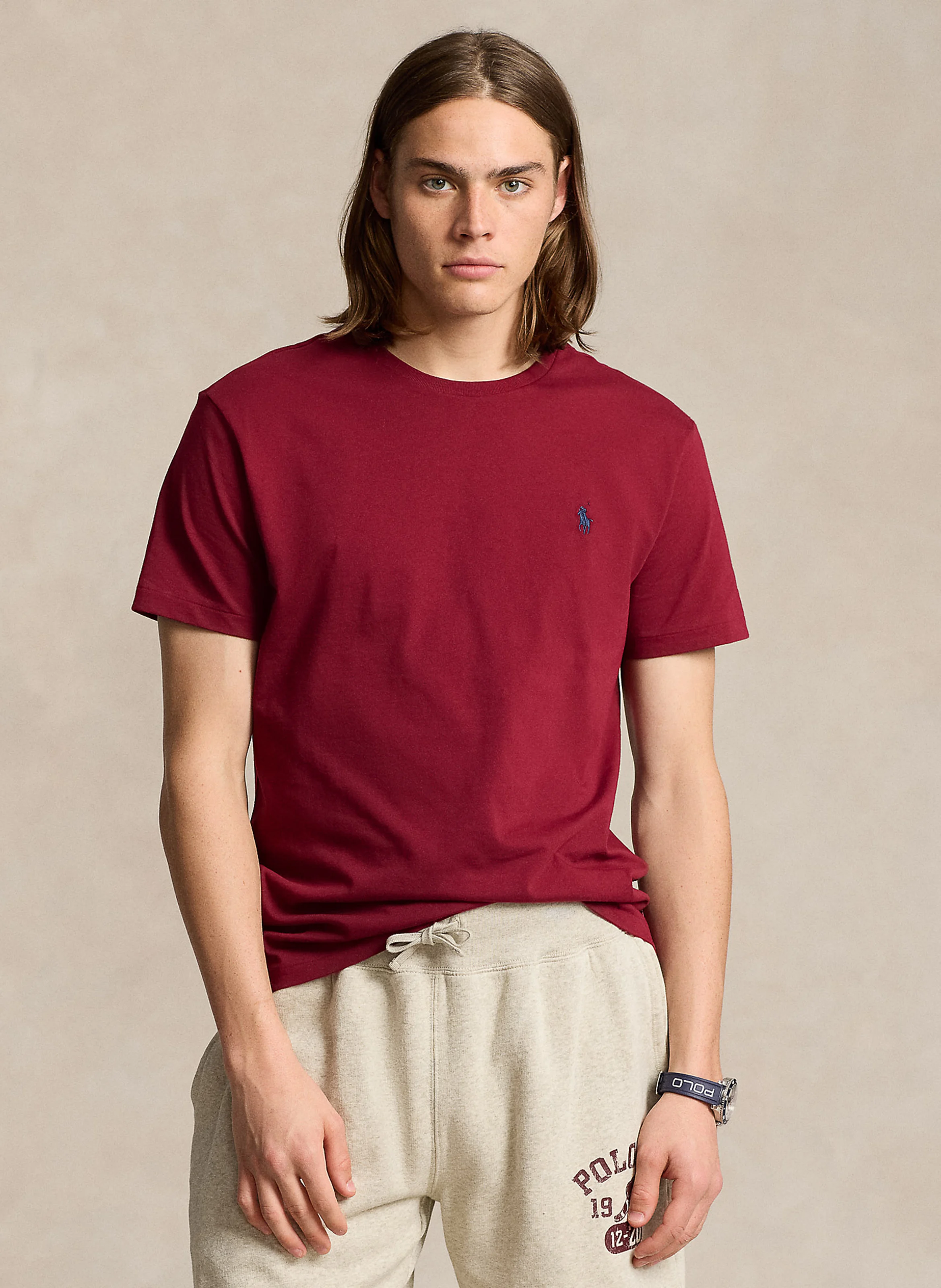 Tee-shirt col rond regular-fit en coton | Rouge