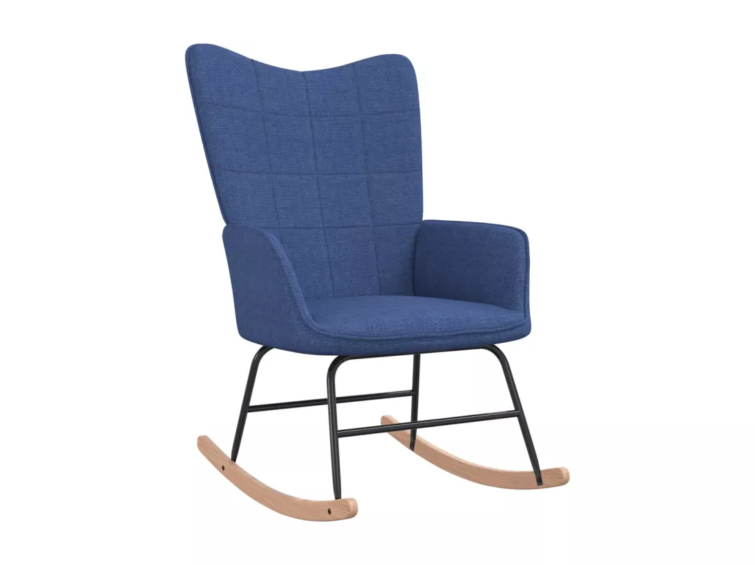 Chaise à bascule avec tabouret Bleu Tissu