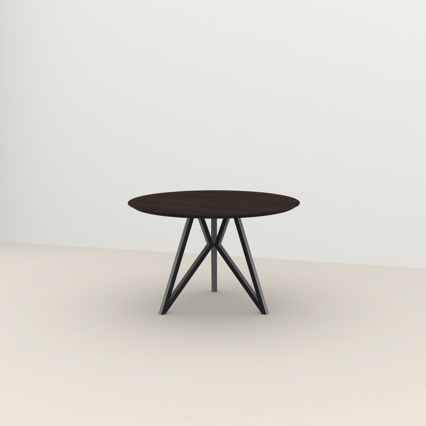 Studio HENK tafel Butterfly Rond Tripod - zwart frame, gerookte beits ⌀100 | Gerookte Beits | Verjongde Rand | Frame Zwart