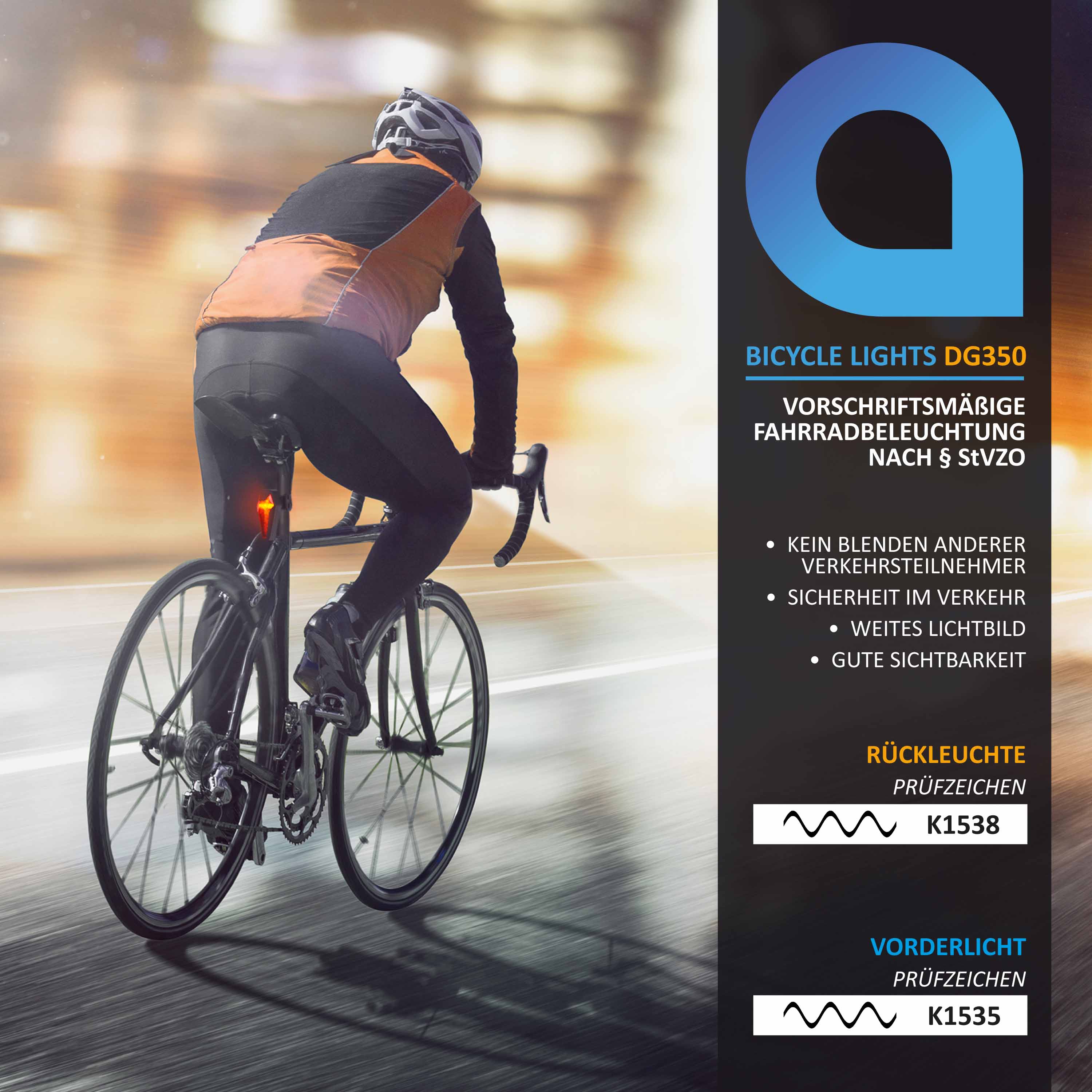 Aplic LED Fahrradlampen-Set mit Front & Rücklicht - Fahrradbeleuchtung mit Akku / StvZO zugelassen