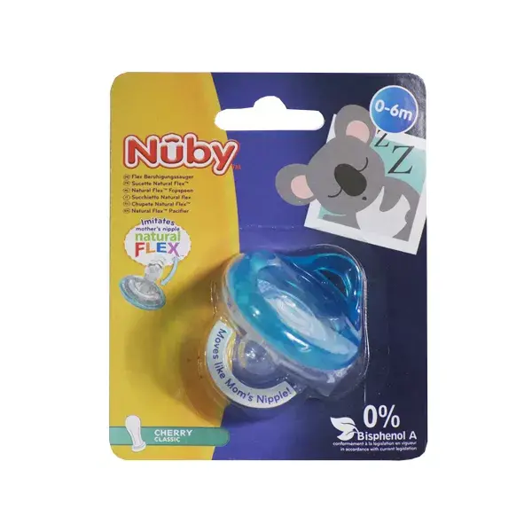 Chupeta Nuby Natural Flex Cherry Classic para bebês de 0 a 6 meses