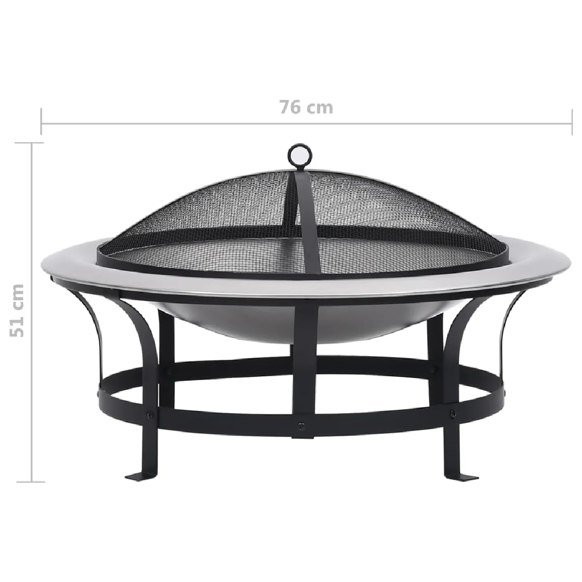 vidaXL Foyer 76cm - Inox/Acier