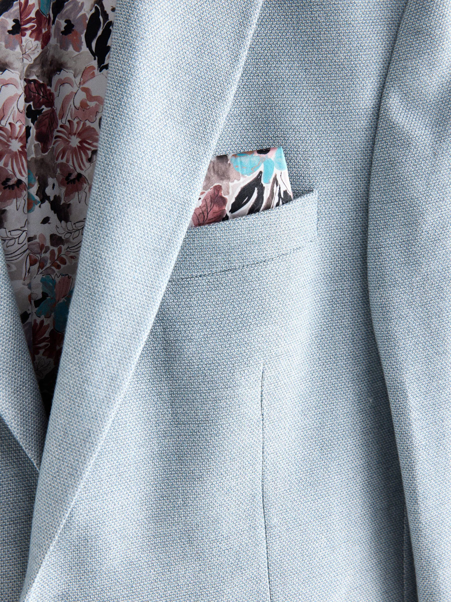 Lichtblauw - Slim Fit - Modieuze blazer met textuur