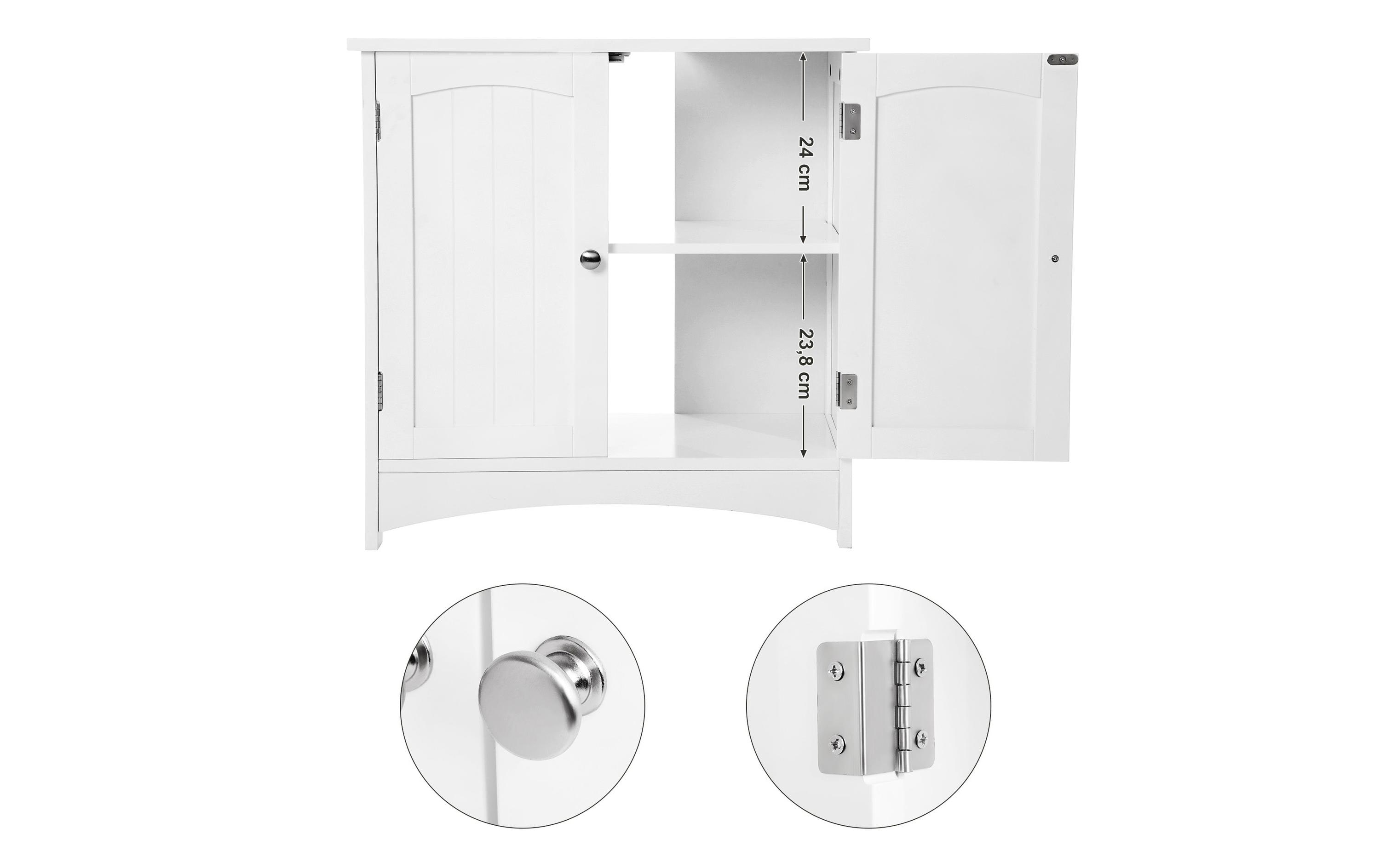 Waschbeckenunterschrank mit Doppeltür 60 x 60 cm, WeissBadezimmerregal