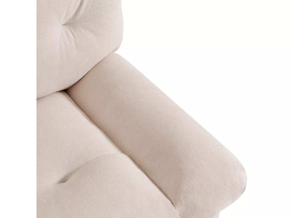 URBAN MEUBLE Canapé velours teddy beige 2 places pieds bois
