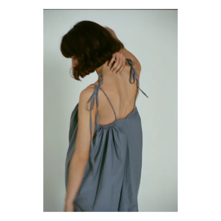 Deiji Studios Robe The Halter Rayures Coton Bio | Bleu Vert
