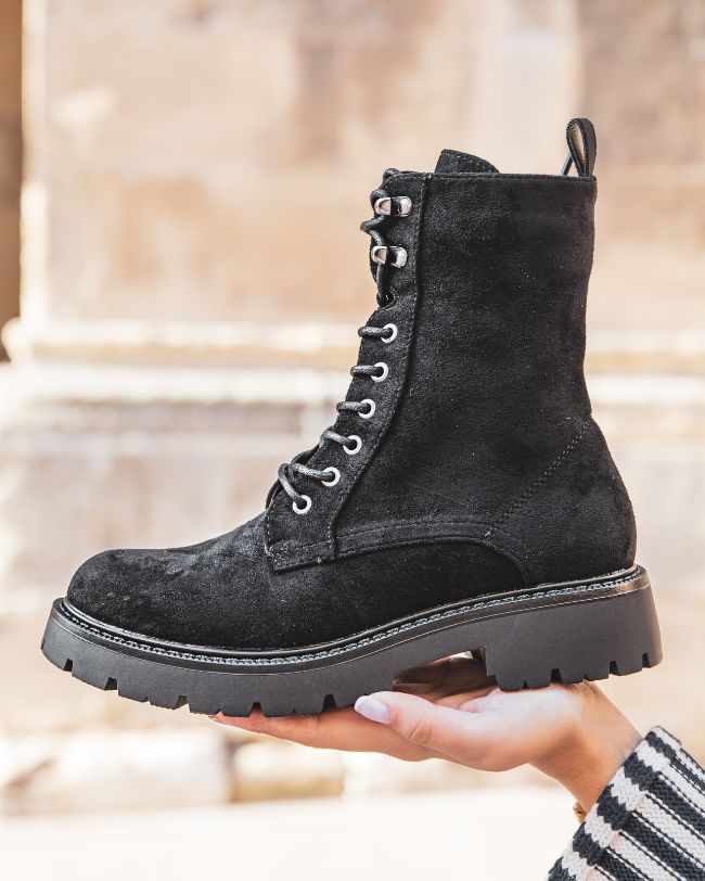 Bottines femme noires rangers à lacets - Ashley