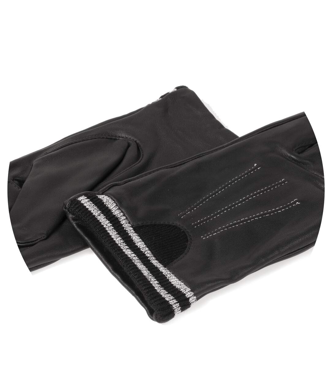 Isotoner Gants femme tactiles en cuir de mouton pleine fleur -  doublés polaire