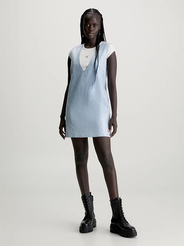 Minivestido jeans com lantejoulas