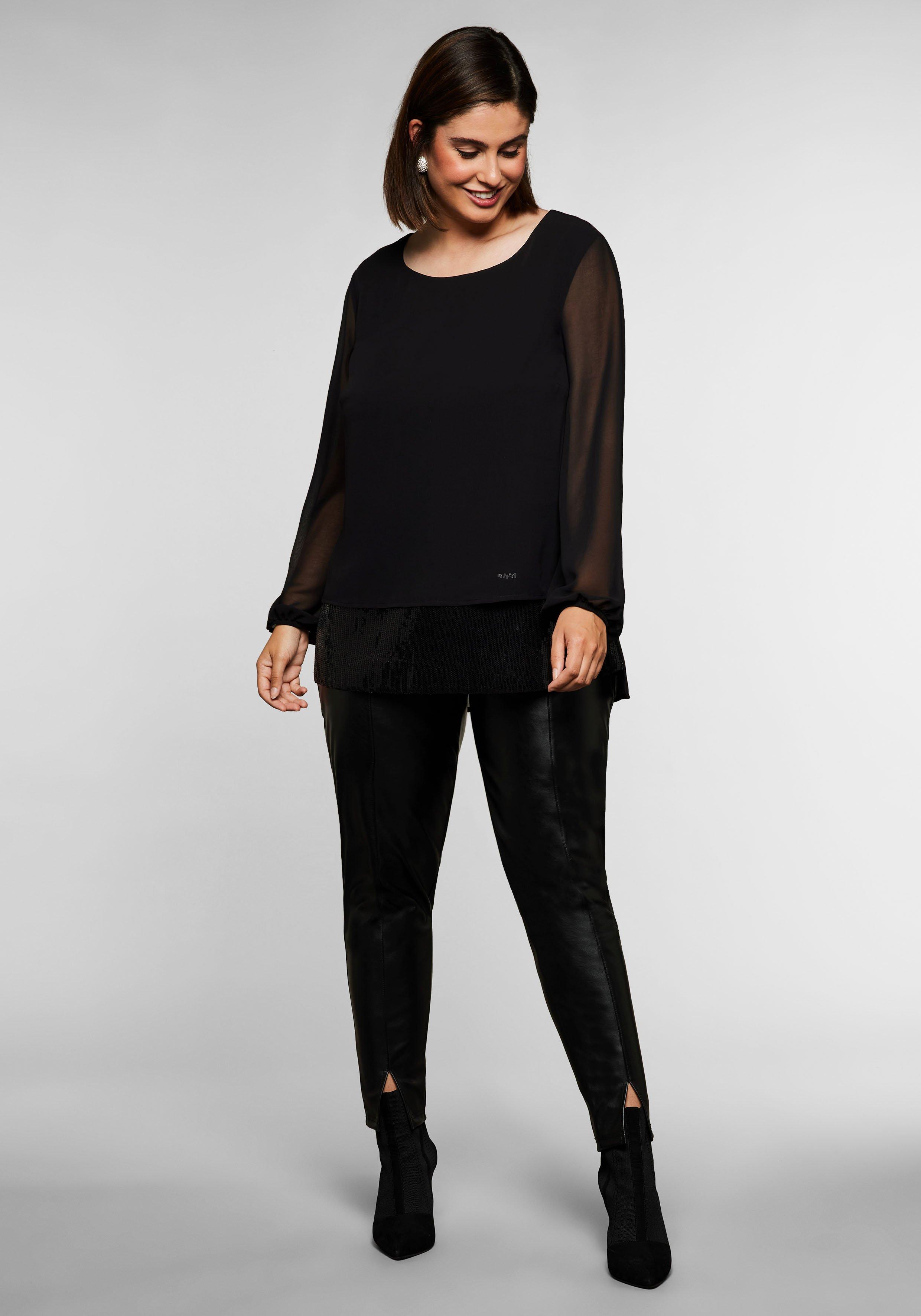 Tunika 2-in-1 Optik, mit Pailletten am Saum, aus Chiffon