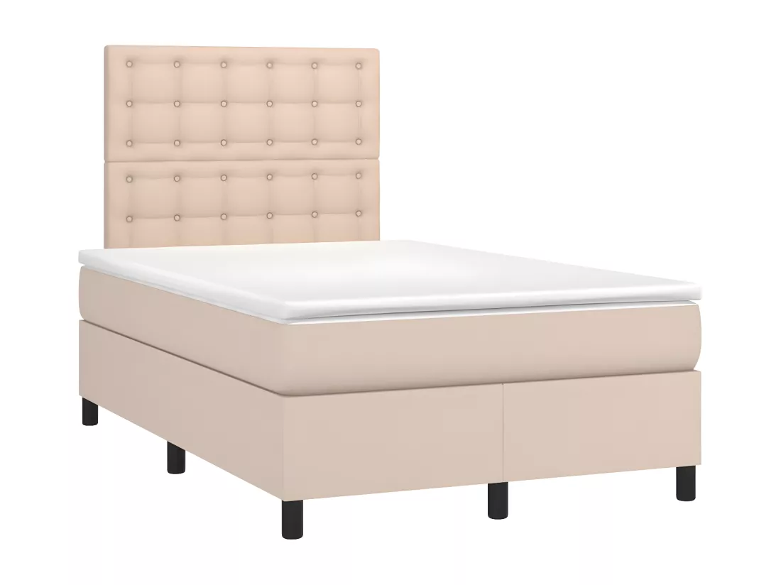 Sommier tapissier matelas LED Cappuccino 120x200 cm Similicuir