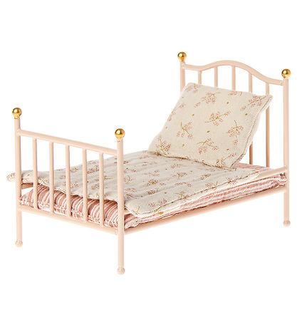 Maileg Miniatur-Puppenbett - Maus - Weiß/Rosa