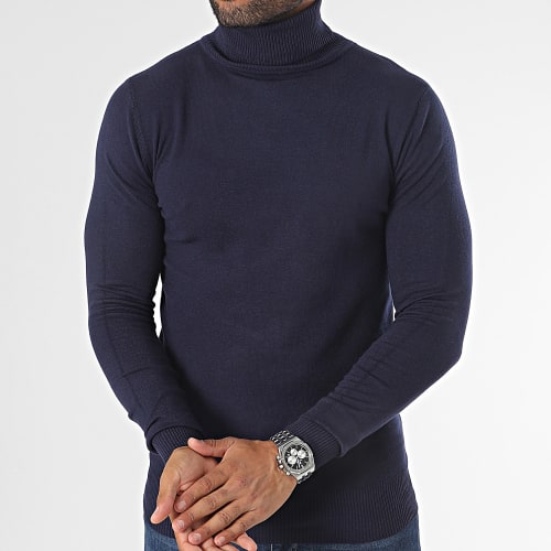 Pull Col Roulé Bleu Marine
