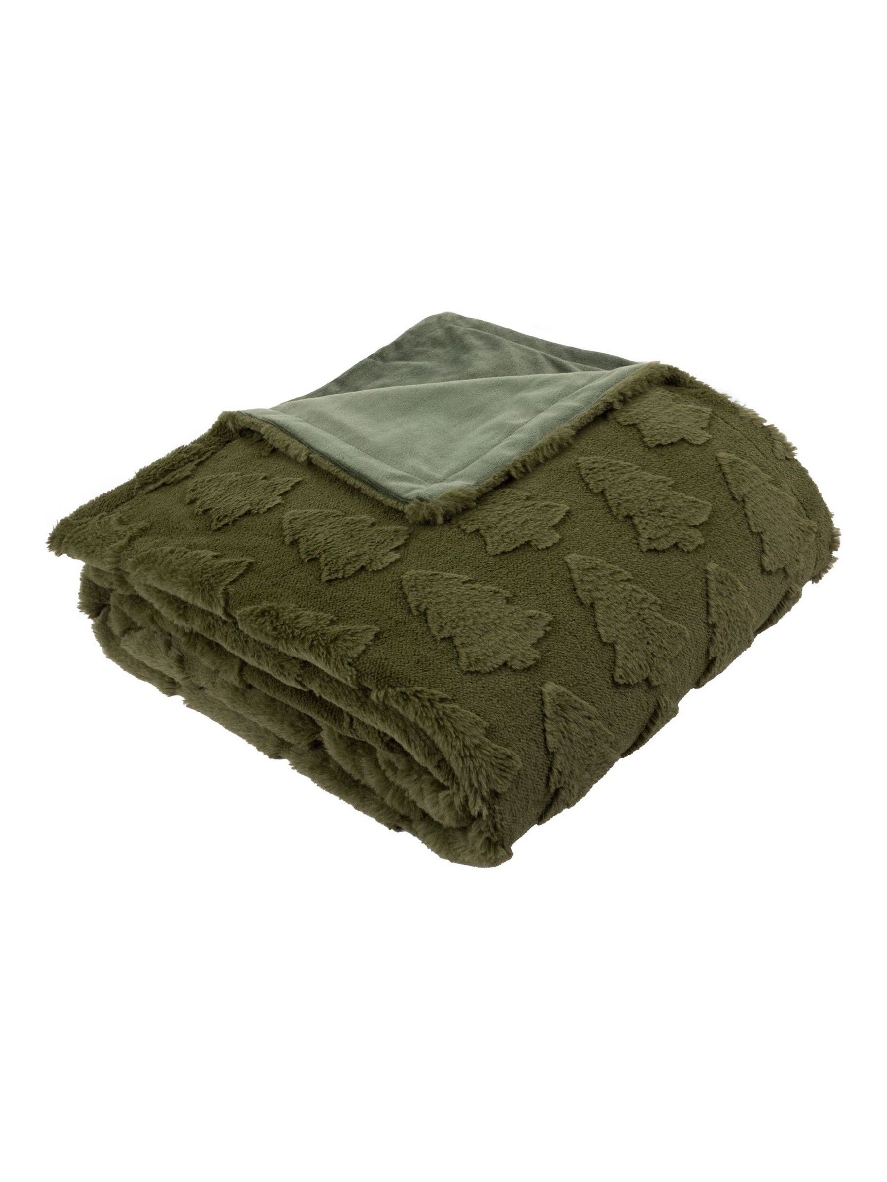 Furn Christmas Pines Faux Fur Throw