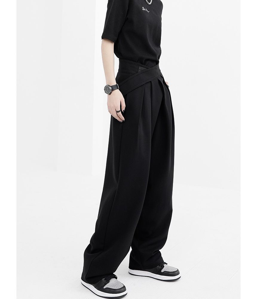 Adotuastic - Hoge taille effen rechte broek