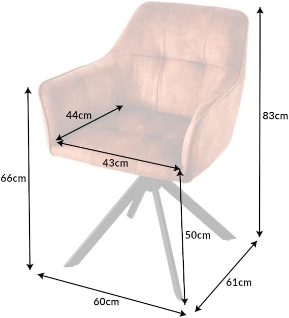 Riess Ambiente Design Stuhl LOFT rost braun Samt drehbar Metallgestell schwarz mit Armlehne