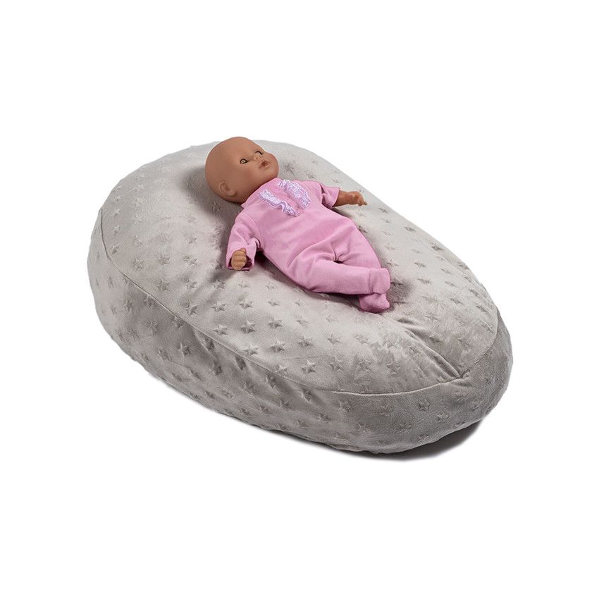 Housse de coussin d'allaitement ronde en polaire - Etoiles - Ecru
