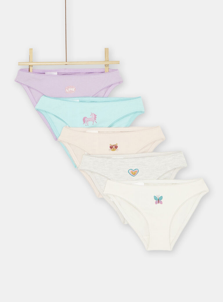 Lot de 5 culottes multicolores fille