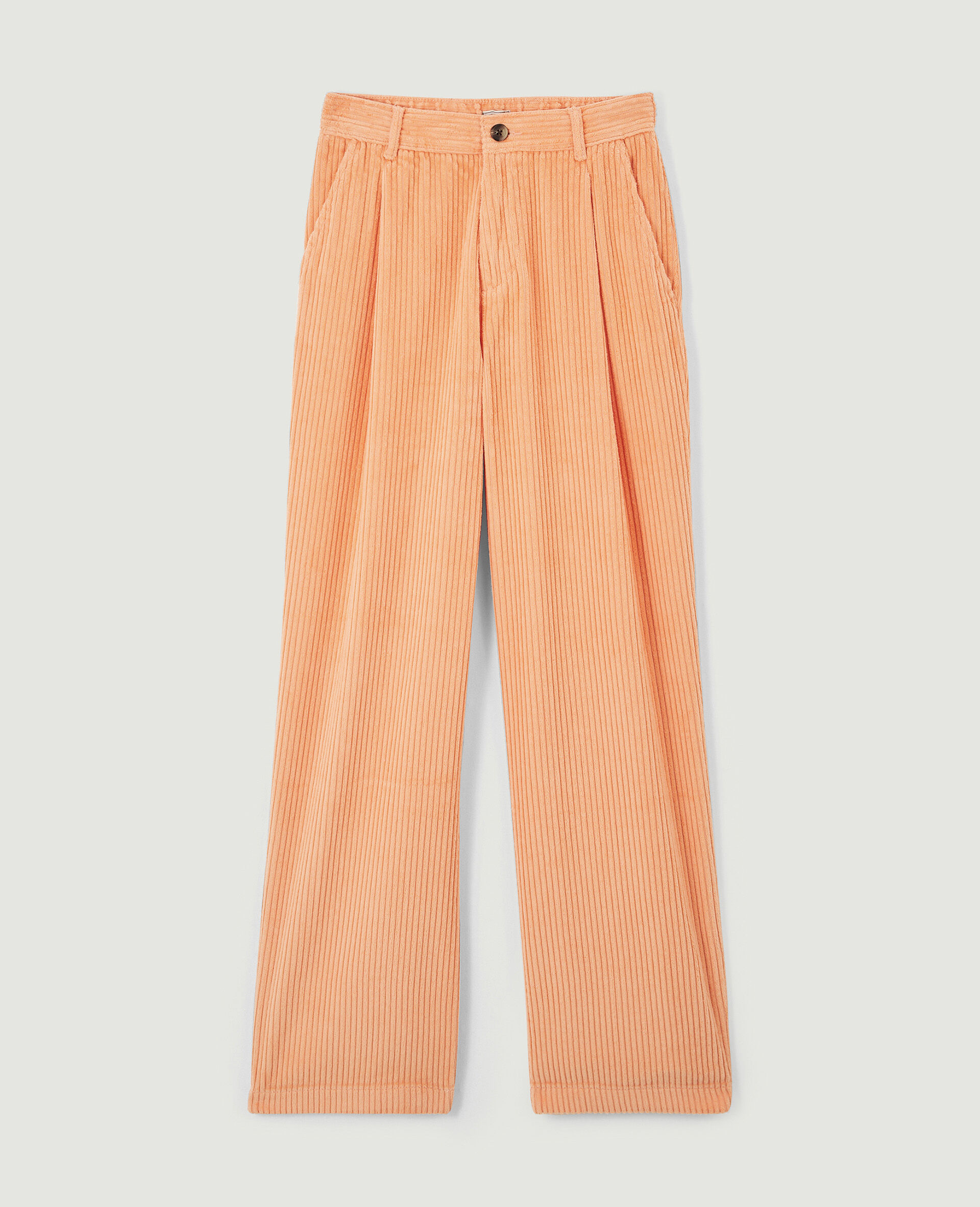 Pantalon velours droit avec pinces - Orange