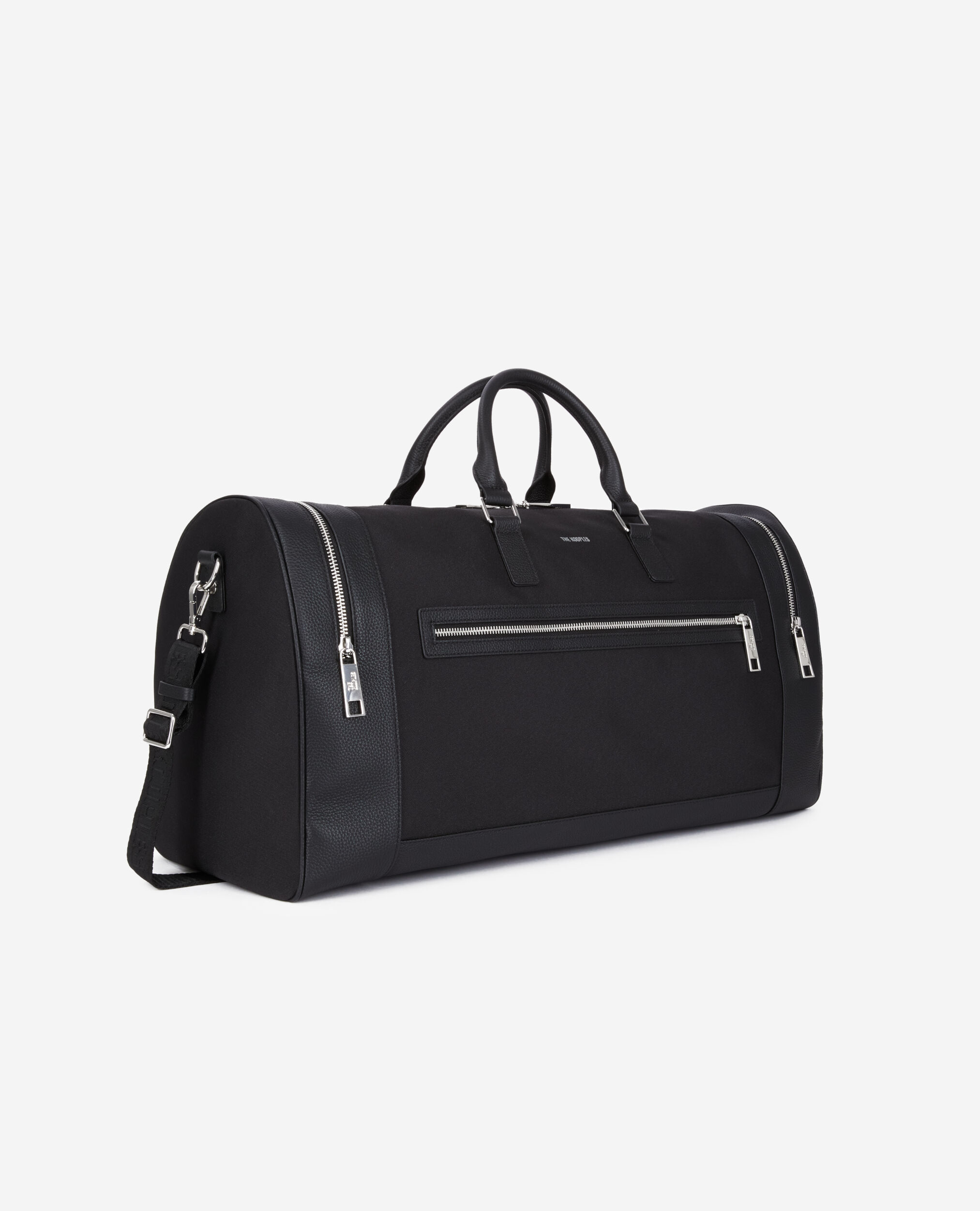 Sac weekend en cuir et toile noir