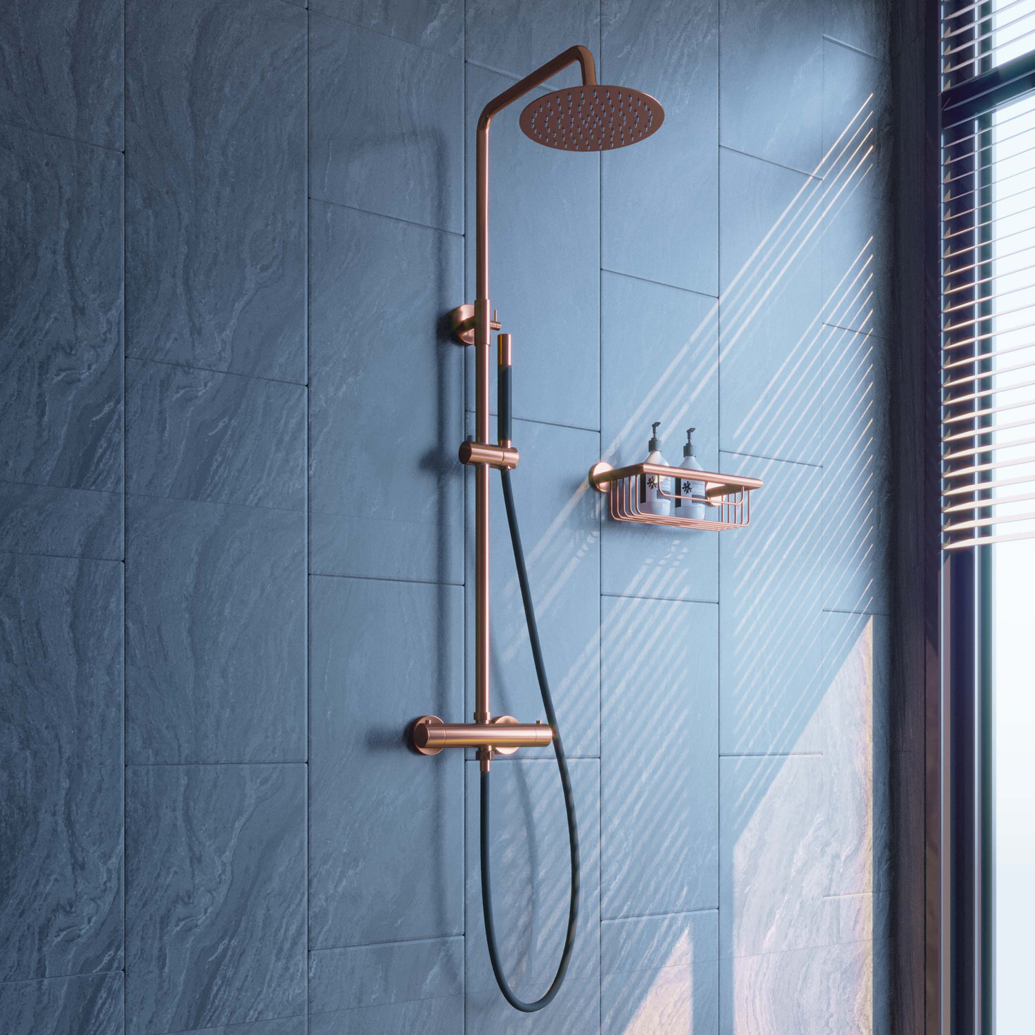 Saniclear Copper Pro opbouw regendouche 20cm hoofddouche zwart koper