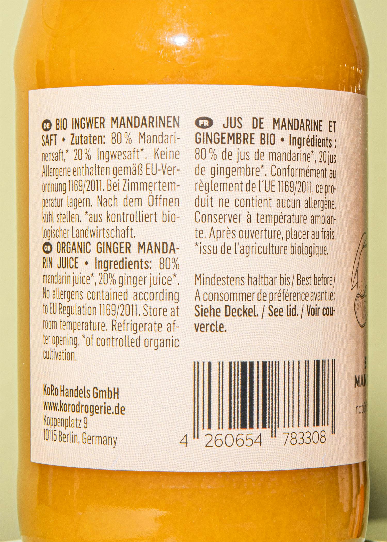 Bio Ingwer Mandarinen Shot 200 ml