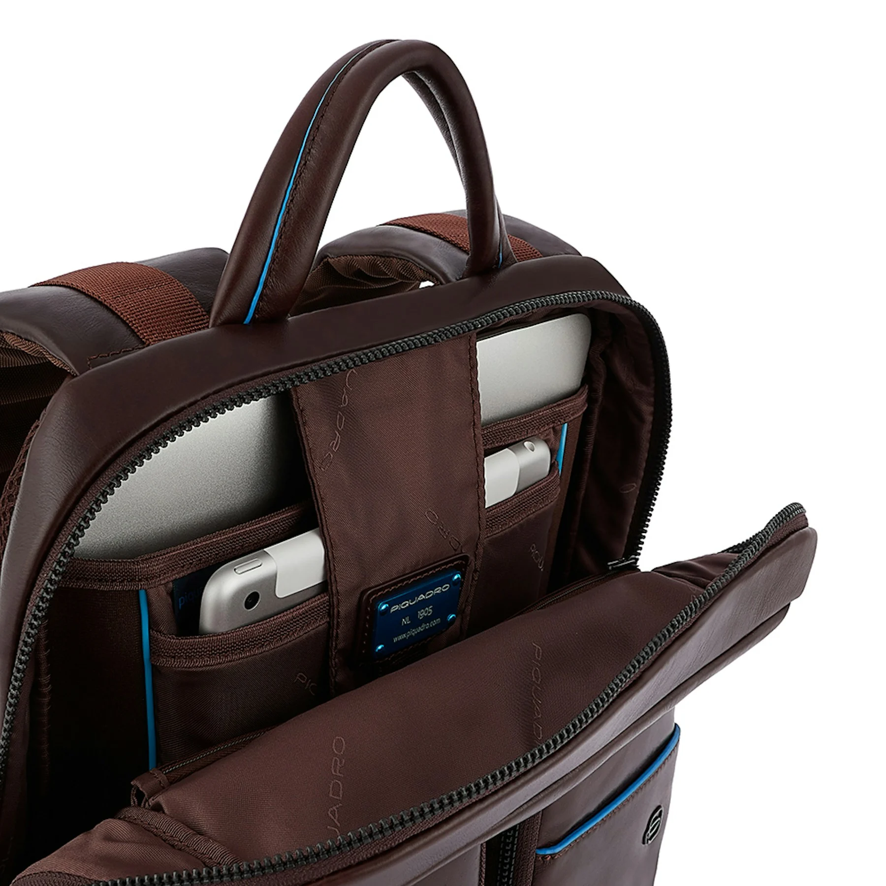 Sac à dos en cuir avec poche | Marron