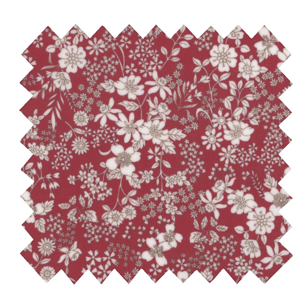 Tissu Enduit Au Mètre Ex2341 Feuillage Fleuri Fond Bordeaux